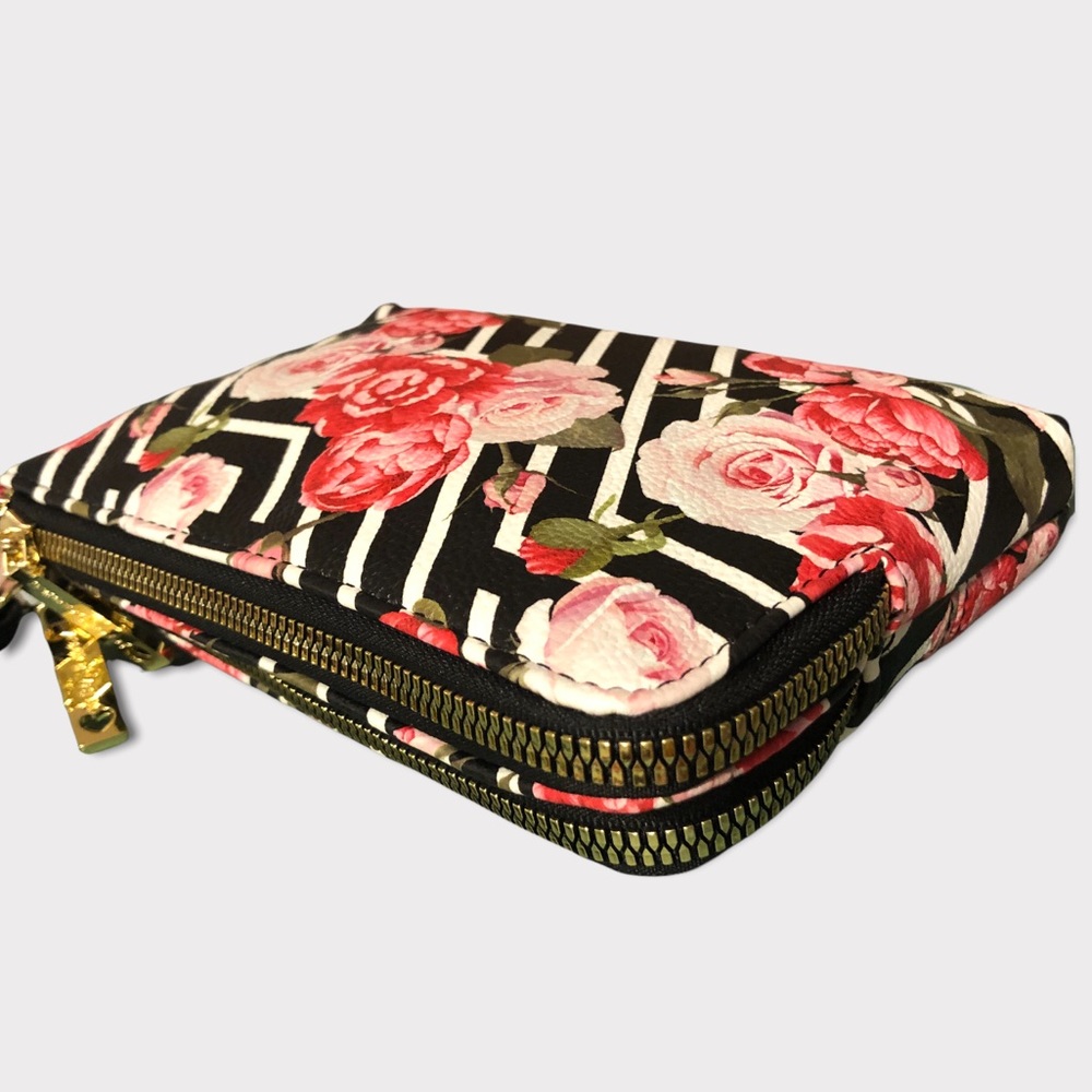 💋 Luv Betsey Talli Stripe Wristlet Pouch With Gold ♥️ Zippers - Picture 3 of 10